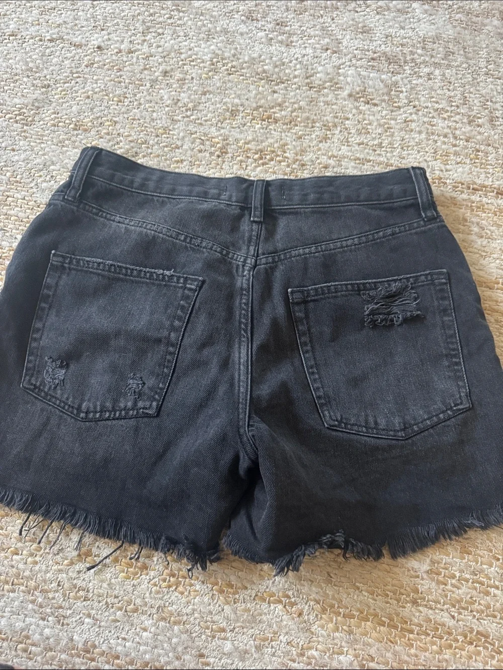 Free People Black Distressed Denim Cutoff Shorts